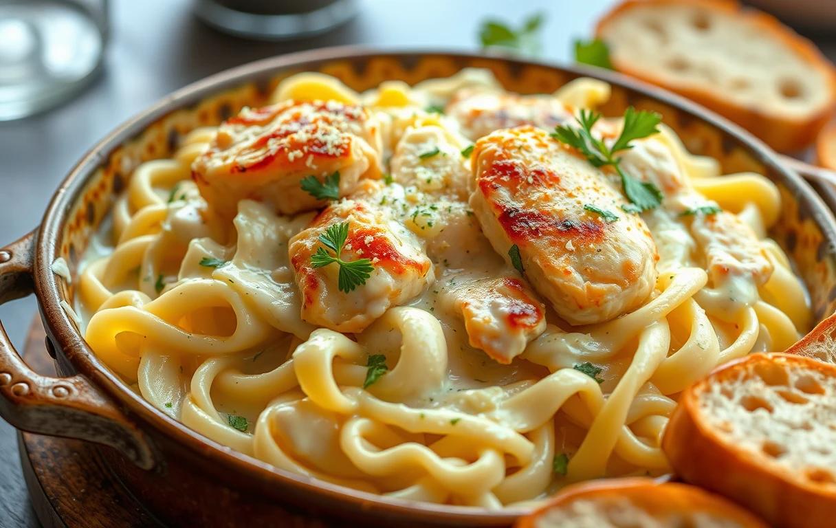 baked chicken fettuccine alfredo with broccoli